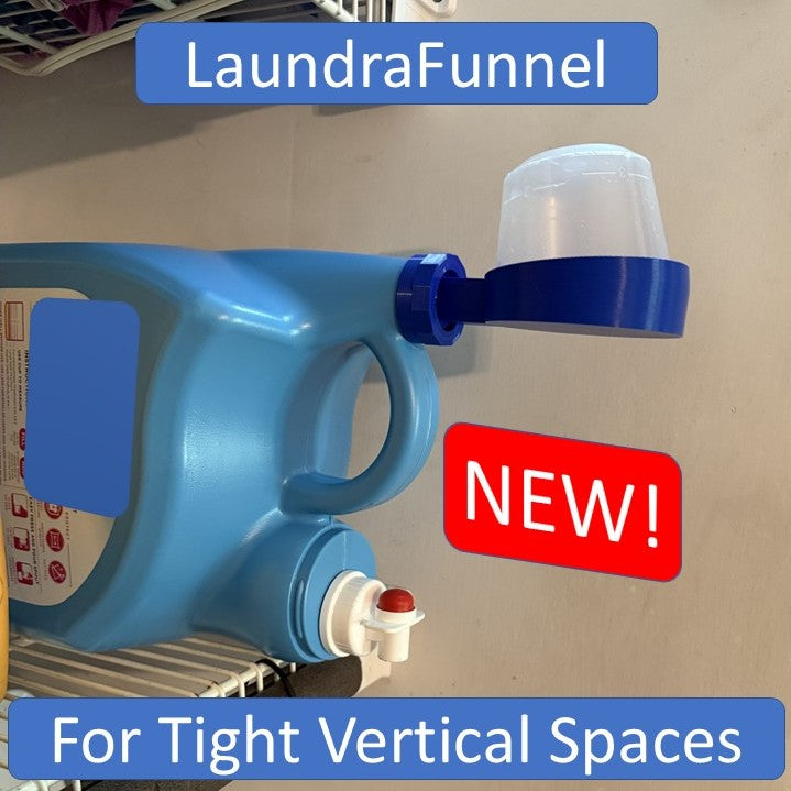 LaundraFunnel: For Tight Vertical Spaces - No-Drip Laundry Detergent Funnel | Made in the USA